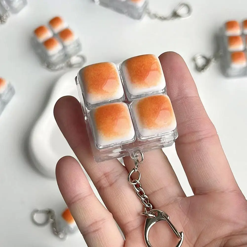 Bread Keycap Stress Relief shine Clicker Keychain Mechanical Keyboard Button Decompress Fingertip Keyring fidget toy sensory toy
