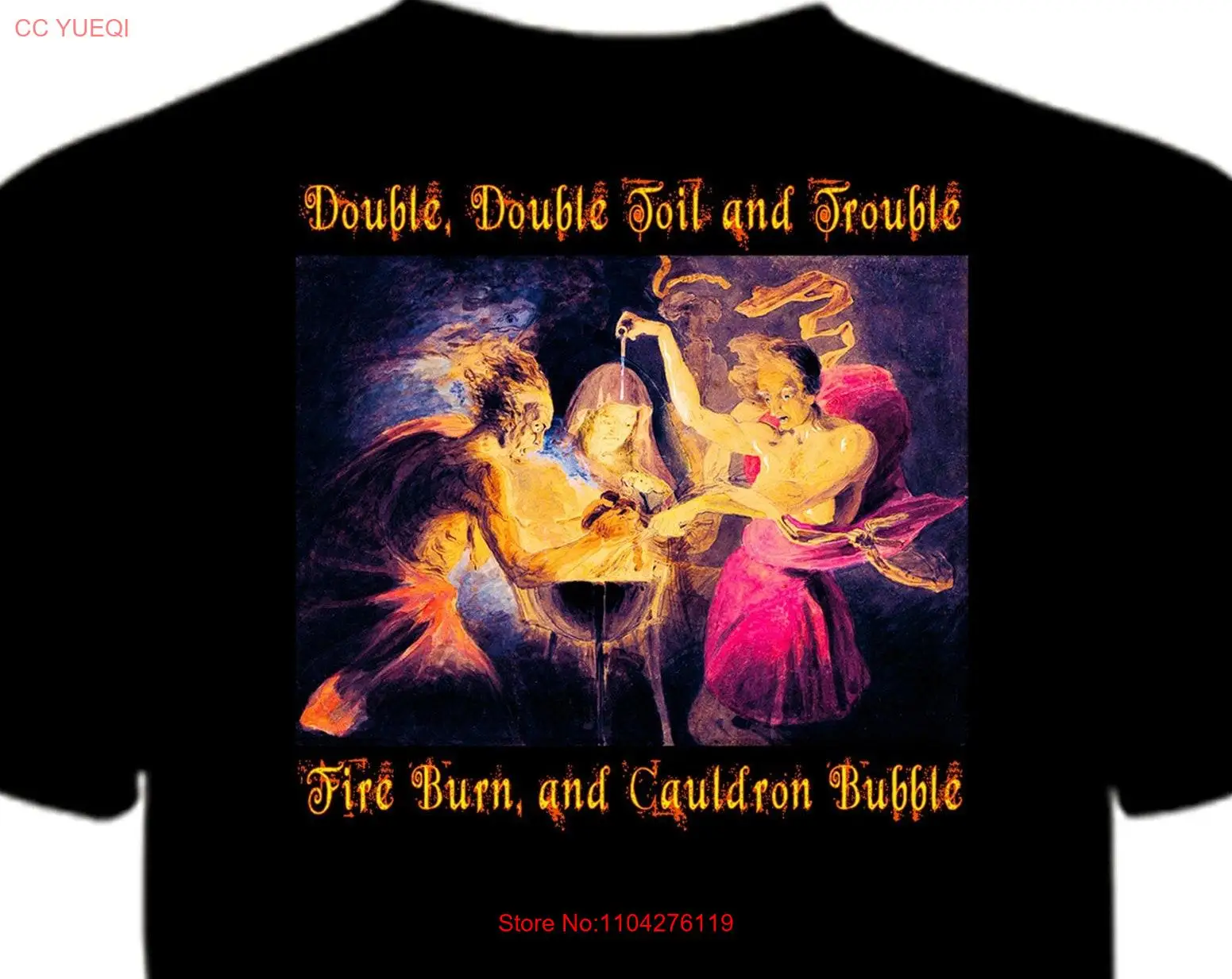 Macbeth Witches Halloween T Shirt Double Toil and Trouble Scary Spooky Wearable Art Shakespeare long or short sleeves