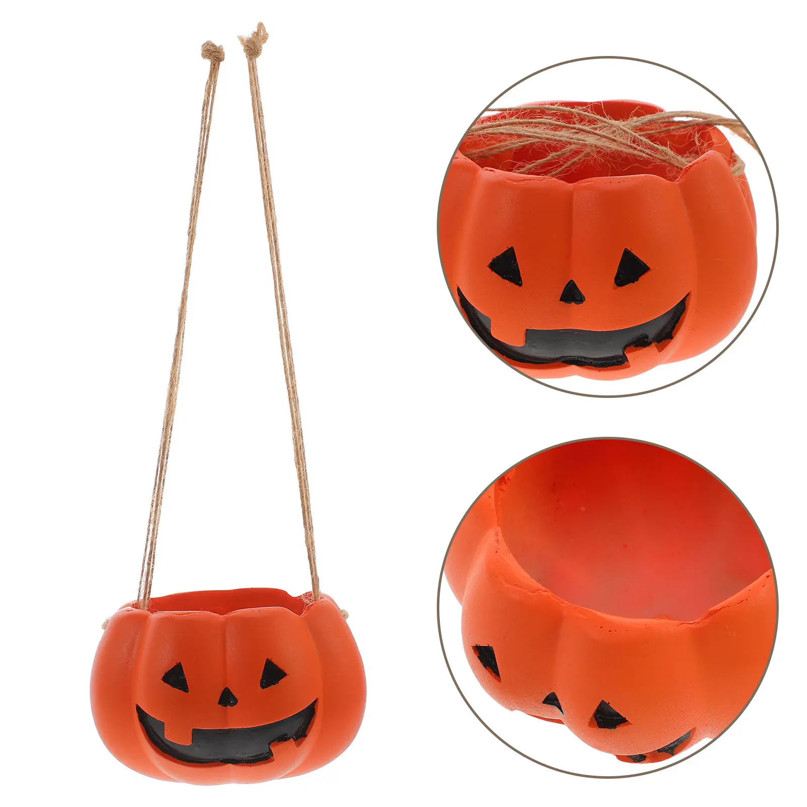 Halloween Hanging Pumpkin Flower Pot Outdoor White Realistic Resin Planter for Garden Porch Decoration Halloween Planter Pot