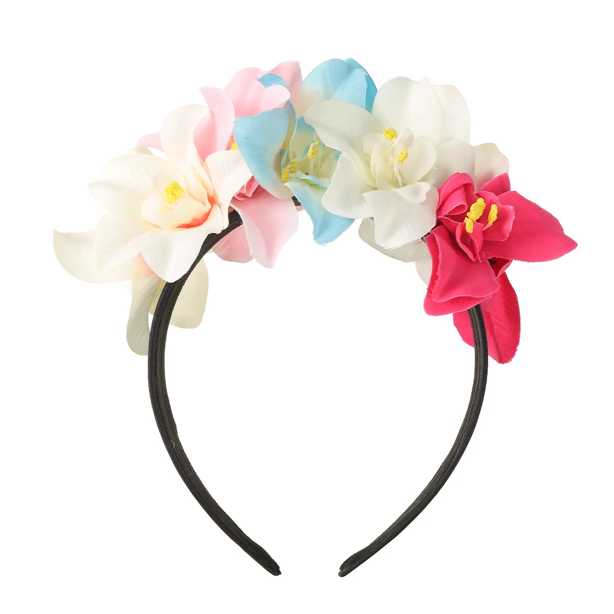 Artificial Fabric Flower Headband For Women Bridal Wedding Simulation Colorful Flower Crown Party Mexican Headdress