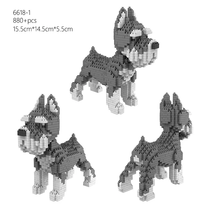 สัตว์น่ารักสุนัข Micro Diamond Building Block น่ารักลูกสุนัข Corgi Husky Schnauzer Dachshund Collie Poodle Nanobricks ของเล่น