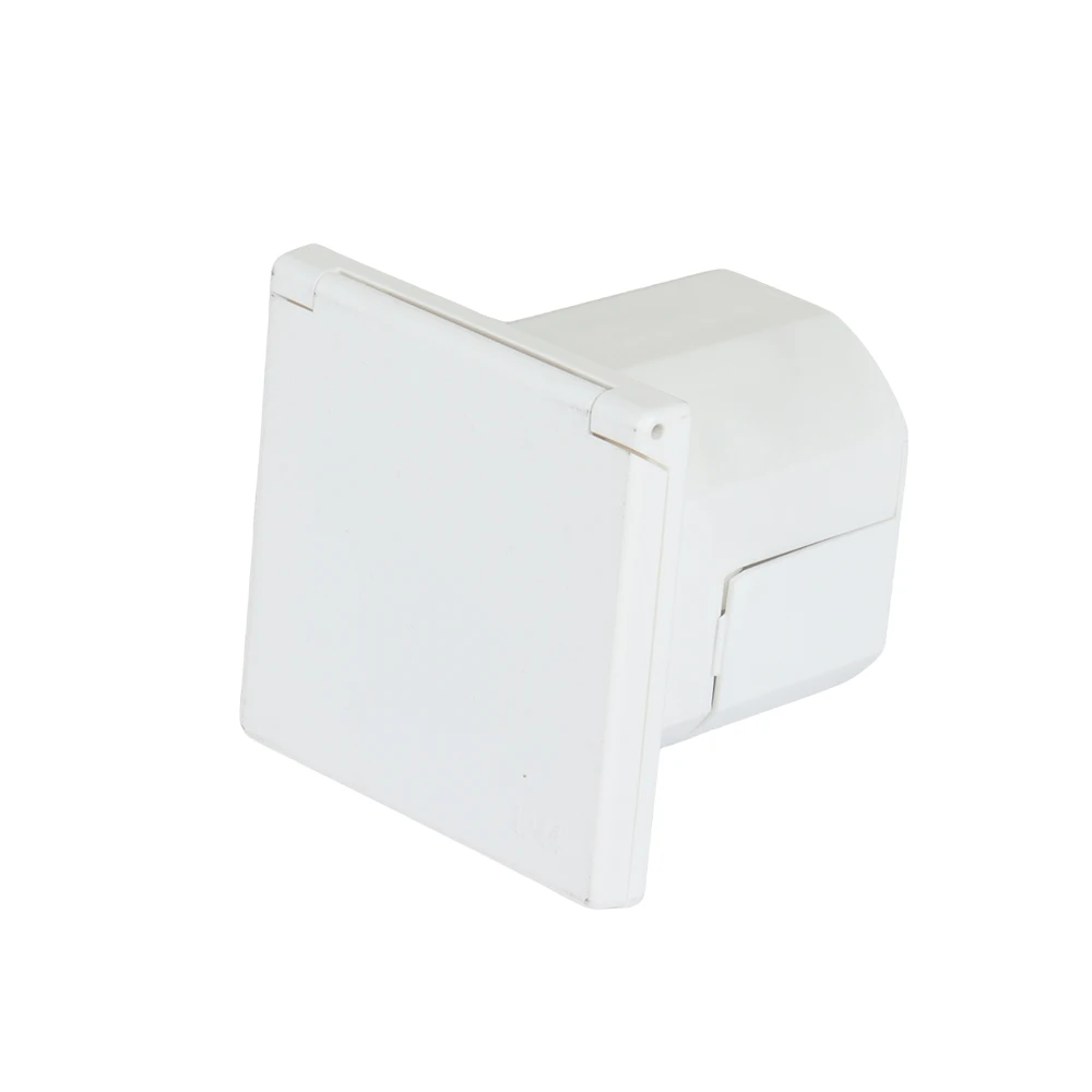 CEE Caravan Power Supply Plug 3 Pin 230 V / 16 A Mains Hook Up Socket Camping Extension Plug With Hinged Lid