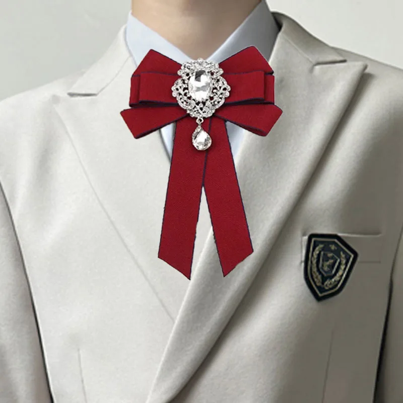 

Women's Bow Tie Rhinestones Ribbon Brooch Fashion Jewelry Gifts for Women Korean College Style Shirt Sweater Collar Flowers Pins