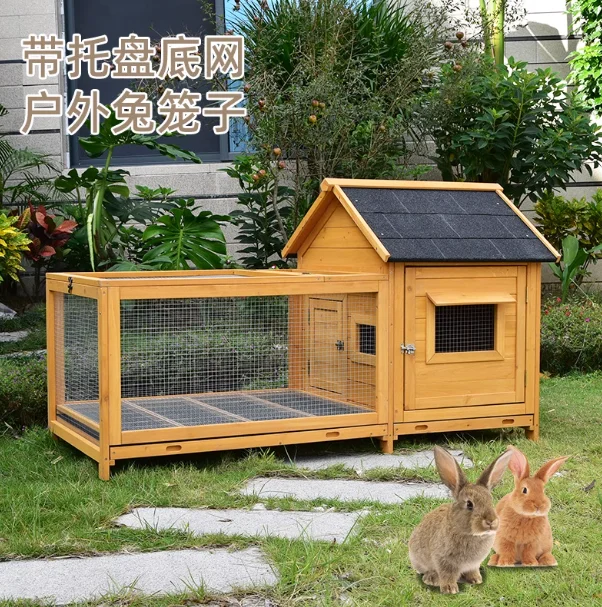 

Outdoor solid wood rabbit cage house shack anti-spray urine villa pigeon chicken yard balcony drawer type pet