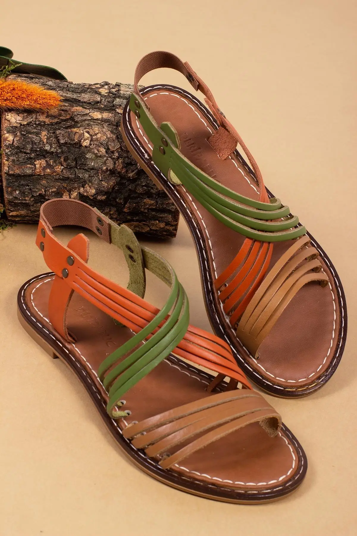 Deripabuc Genuine Leather Multi-2 Women 'S Leather Sandals