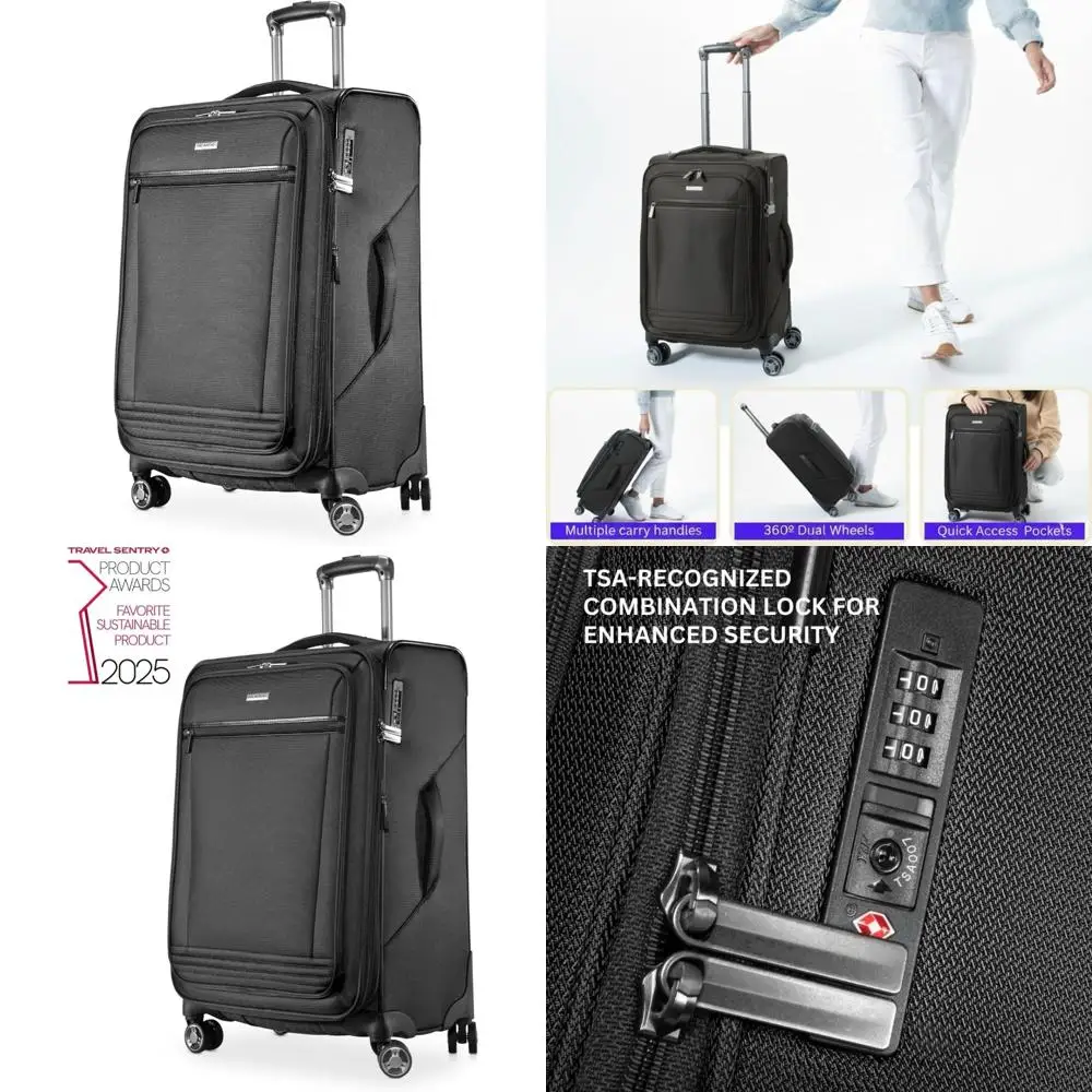 Eco-Friendly Recycled PET Medium Check-In Luggage, Sustainable Lightweight 100% rPET Material, Ideal for Travel