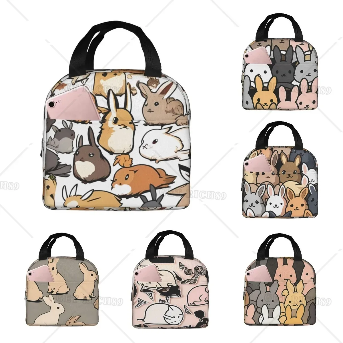 

Модные Мультяшные сумки для ланча Chronst A Group of Rabbit, многоразовый Ланч-бокс с животными для женщин и мужчин, Ланч-бокс для работы в колледже