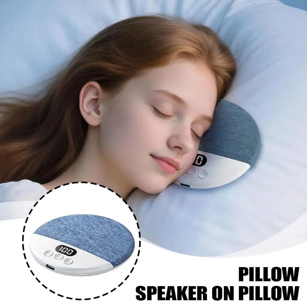 Under Bluetooth Pillow Speaker Auto Shut-Off Timer Led Display Long Battery Life For Side Sleepers Bedroom Travel