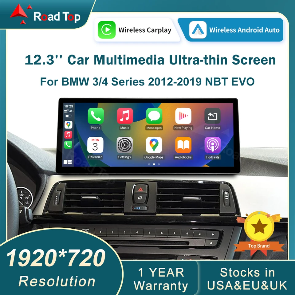 12.3 Wireless CarPlay Linux System Multimedia Display For BMW