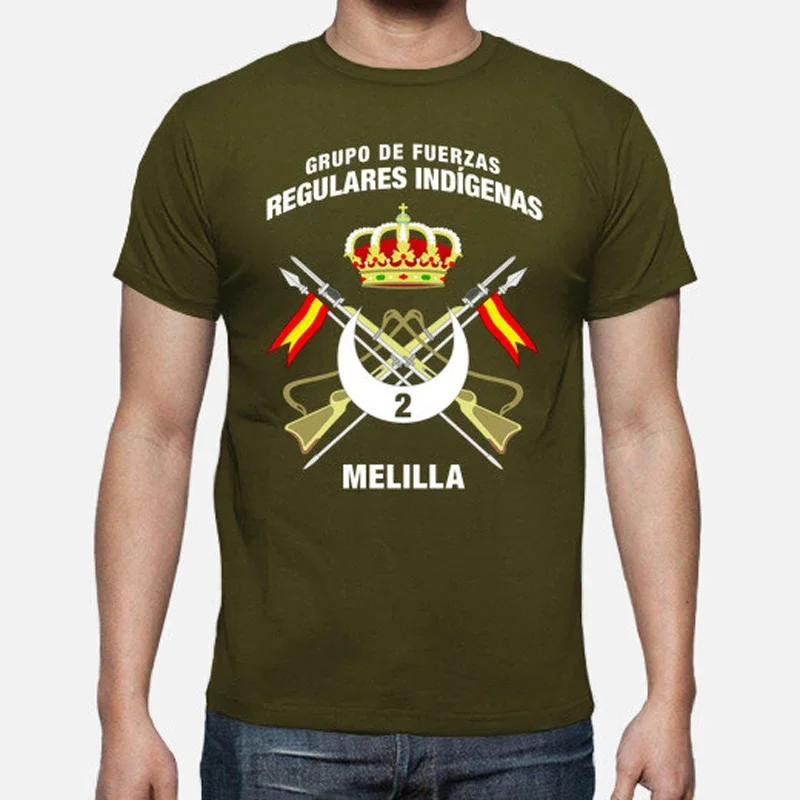 Grupo De Fuerzas Regulares Indigenas Gfri 2 Melilla Española Legión T-Shirt Summer Cotton Short Sleeve O-Neck Mens T Shirt manga