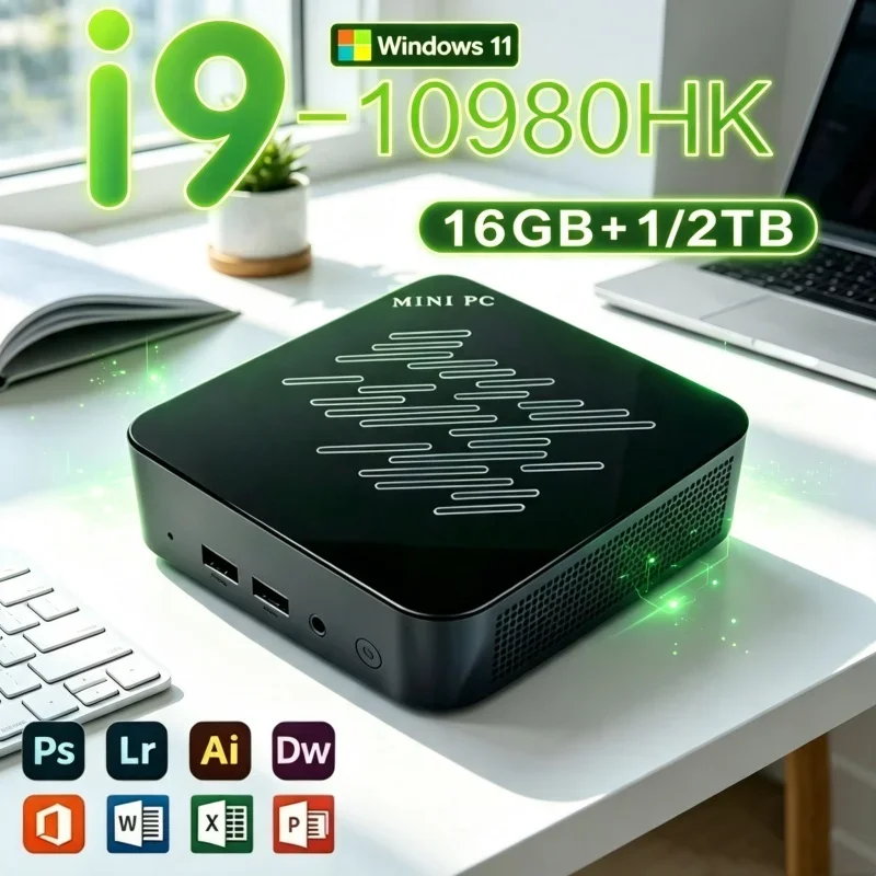 Zippy Core I9 10980HK Portable Mini PC, WiFi6 BT5.2, Dual Gigabit Ports, 4K Multi Display Compact Host for Office Daily