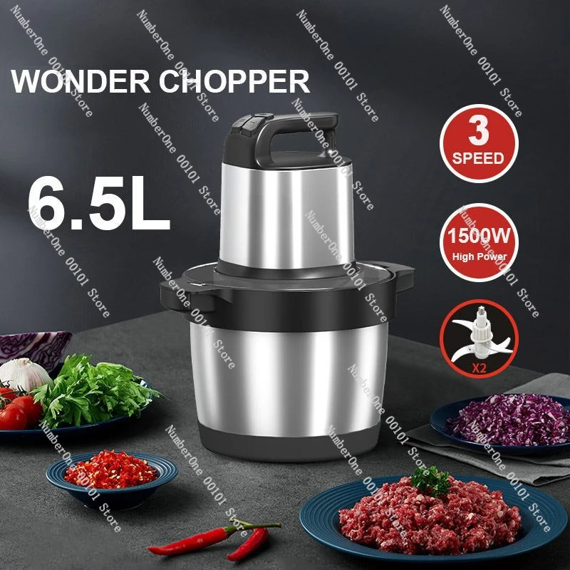 6.5L Large Capacity Electric Meat Grinder, 1500W Multifunctional Food Chopper Vegetable Cutter Blender