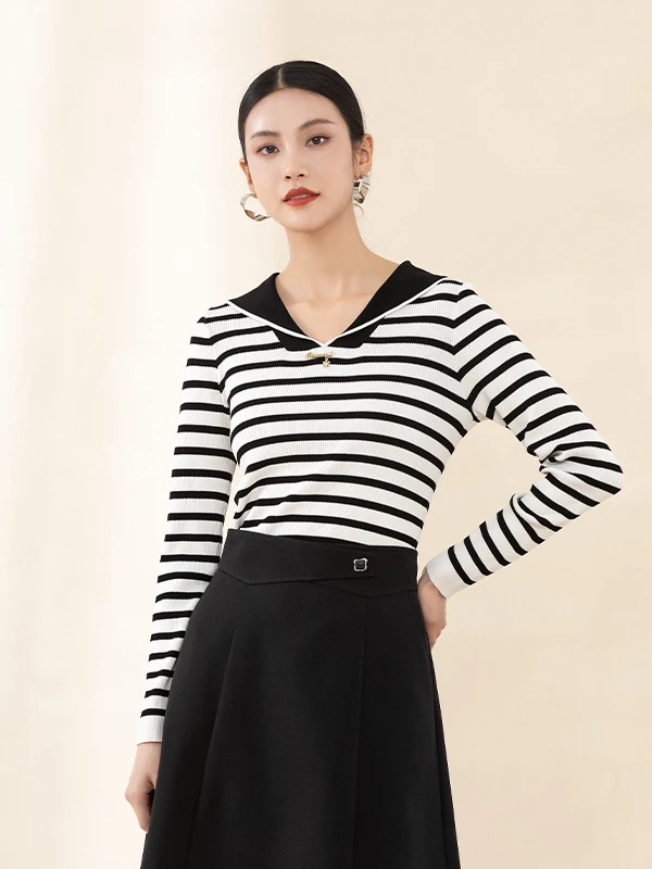 

Новинка весенней коллекции: Женский трикотажный топ с длинным рукавом, в полоску, с воротником, универсальный, удобный, модный, с эффектом похудения.