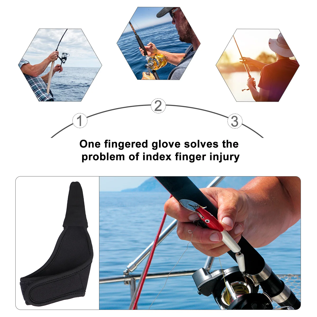 

Single Finger Fishing Glove Black Non-Slip Surfcasting Sun Protection Finger Protector Skidproof Outdoor Sea