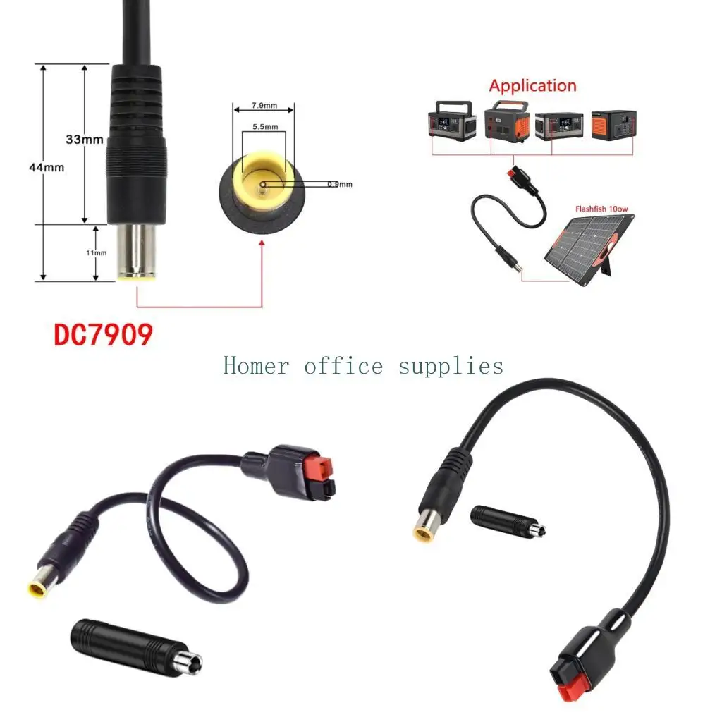 K43B Home Backup Input Wire Set for Solar Use with Extra Tip, Dark Outer Cover and Stable Daily Solar Routine Tasks