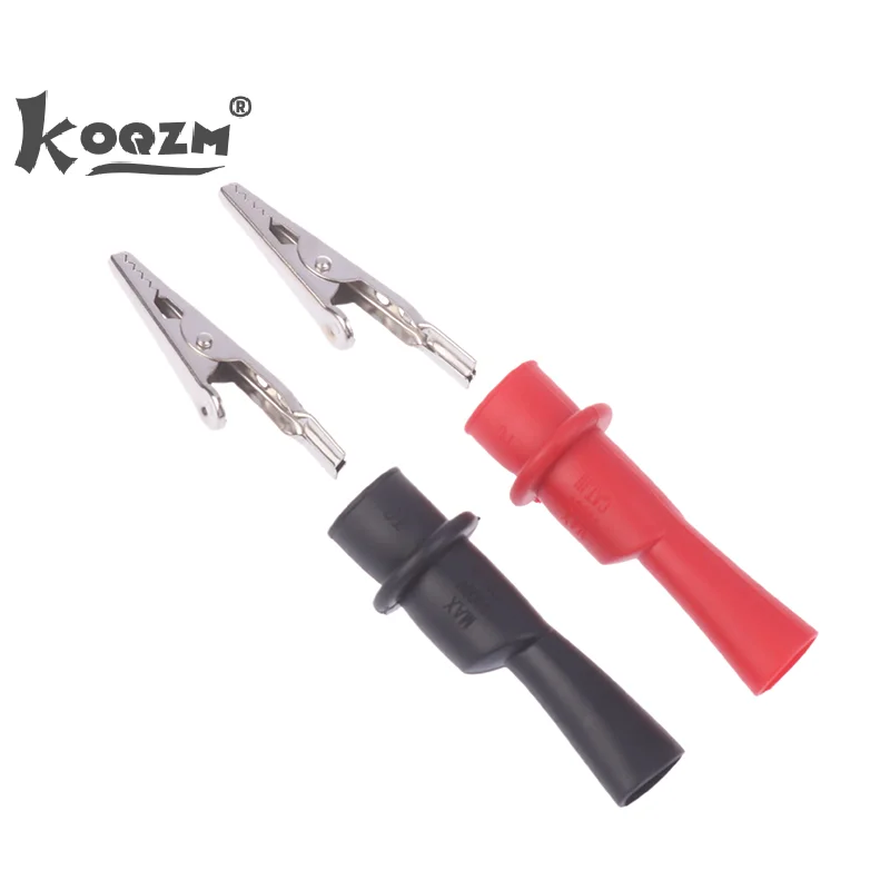 2pcs Multimeter Push On Alligator Clip P2008 Inline 2mm Probe Insulated Crocodile Clamp For Electrical Test Probes