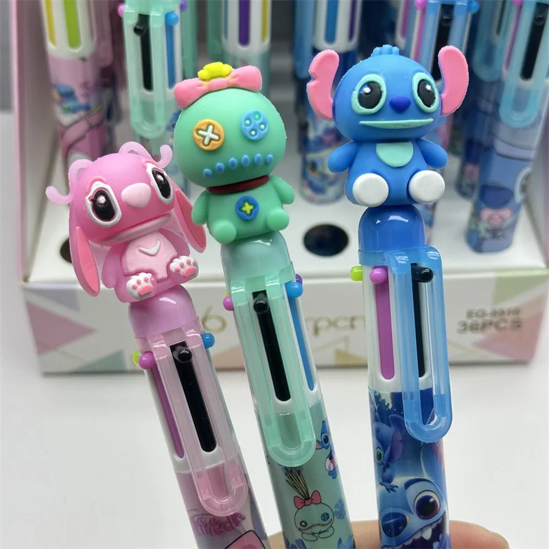 New Stitch Style 6-Color Pen Star Baby Stitch 6-Color Ballpoint Pen Pink Stitch Hand-Held Pen 36pcs