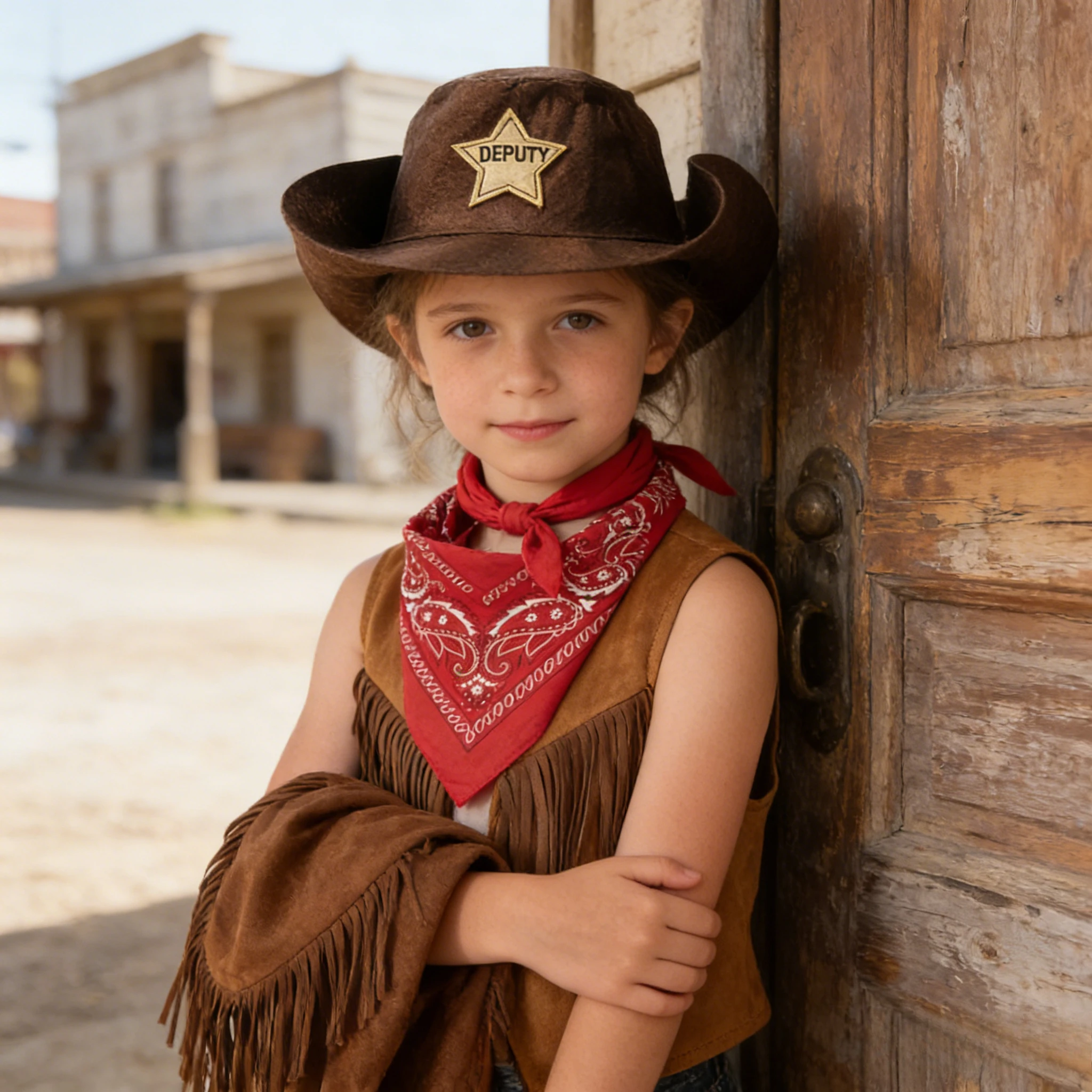 

Kids Western Ranger Fringe Vest Festival Costume Role Play Stage Performance Outfit Compatible With Neck Scarf And Hat