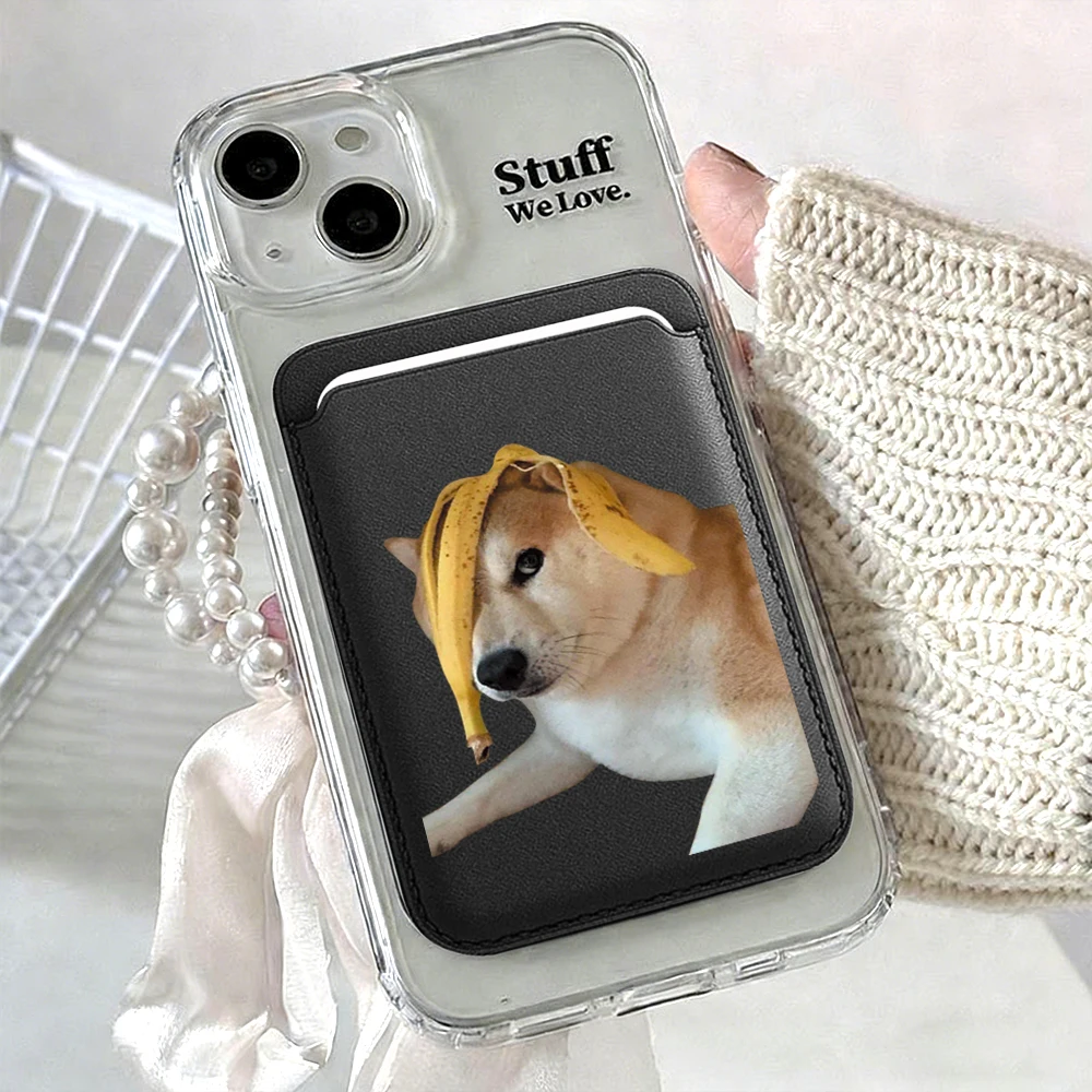 Niedliche Shiba Inu Leder-Kartenhülle für Magnetische Hüllen, Geeignet für alle iPhone Magsafe Karten-Handyhüllen – Detail 13