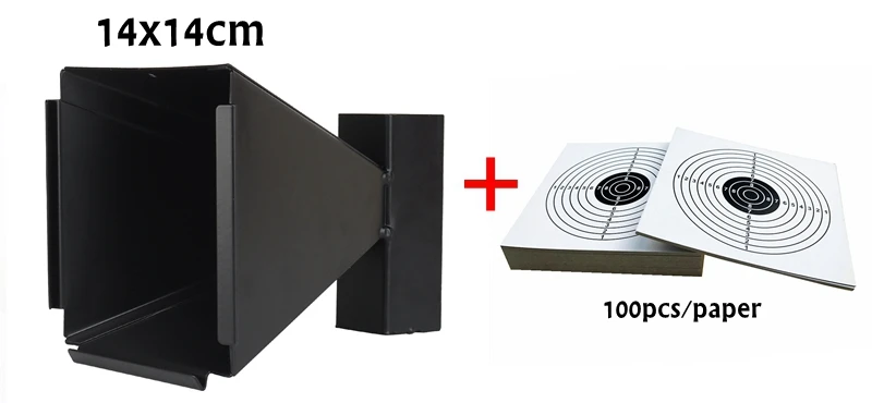 14CM Stalen Doelwit Schietskunst BB Gun Trap Target Bullet Catcher Schietdoel voor Pellet Rifle met 100 stuks papier