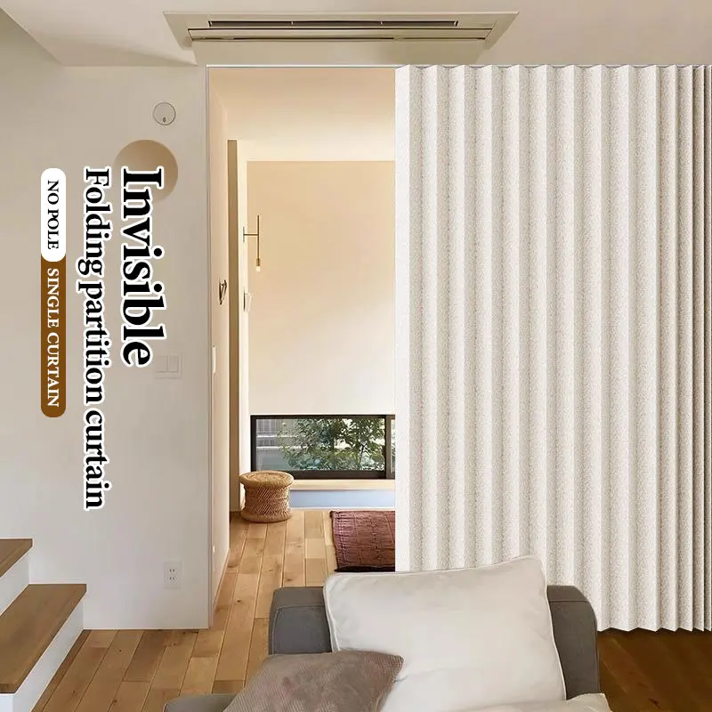 No-Drill Room Divider Curtain – Semi-Sheer, Foldable & Space-Saving, Multi-Purpose Partition with Hooks