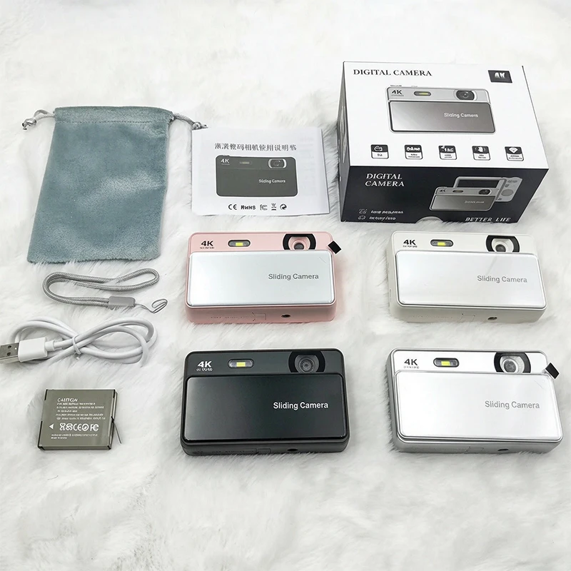 Sliding Digital Camera CCD Campus 4K HD Camera with 128G Memory Card & Reader 16X Zoom For Taking Photos Recording Camcorders