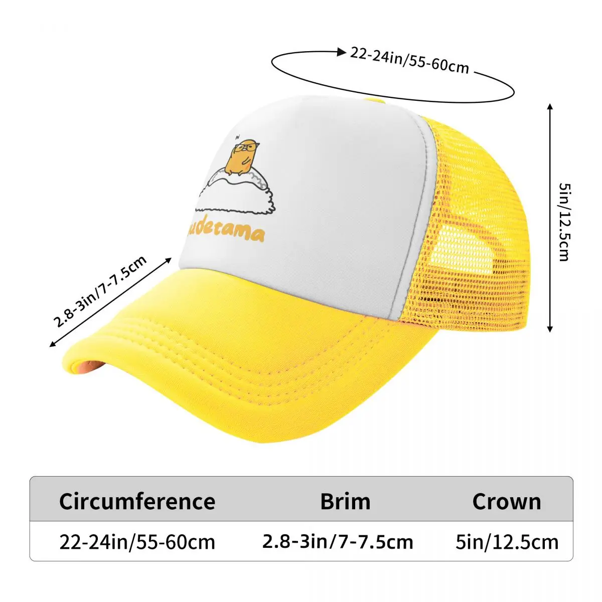 Gudetama Nerd Glasses Trucker Cap Unisex Outdoor Hats Trucker Hat Sun Hats Adjustable Snapback Caps Mesh Baseball Caps Summer