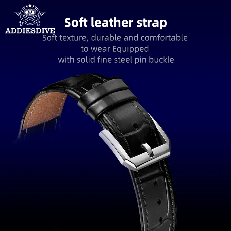 Addiesdive ساعة رجالي الياقوت الزجاج ثلاثية الأبعاد محكم الهاتفي ساعات أوتوماتيكية 100 متر مقاوم للماء الفولاذ المقاوم للصدأ فستان ساعة اليد AD2118