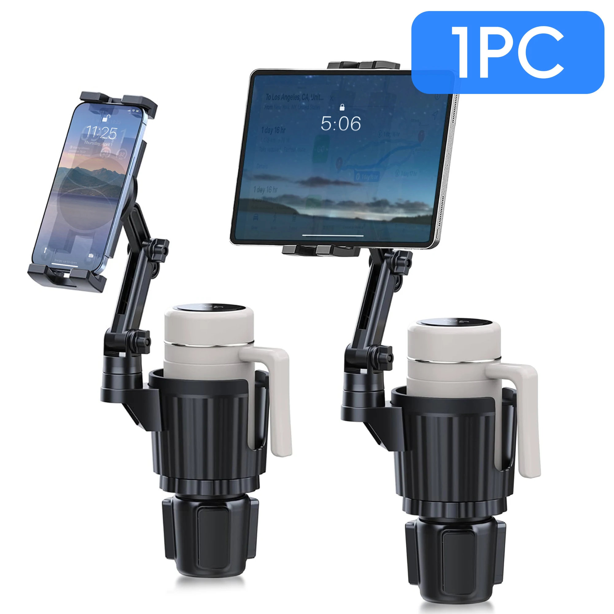 Tablet Holder for Car, 3 In1 Stable Cup Holder ipad Car Mount with Expander, Long Arm Phone ipad Holder for 4-12.9'' Tablet