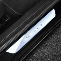 For Tesla Model 3 Y S X TPU Transparent Car Rear Door Sill Protector Decoration Threshold Sticker Welcome Pedal Protection Strip