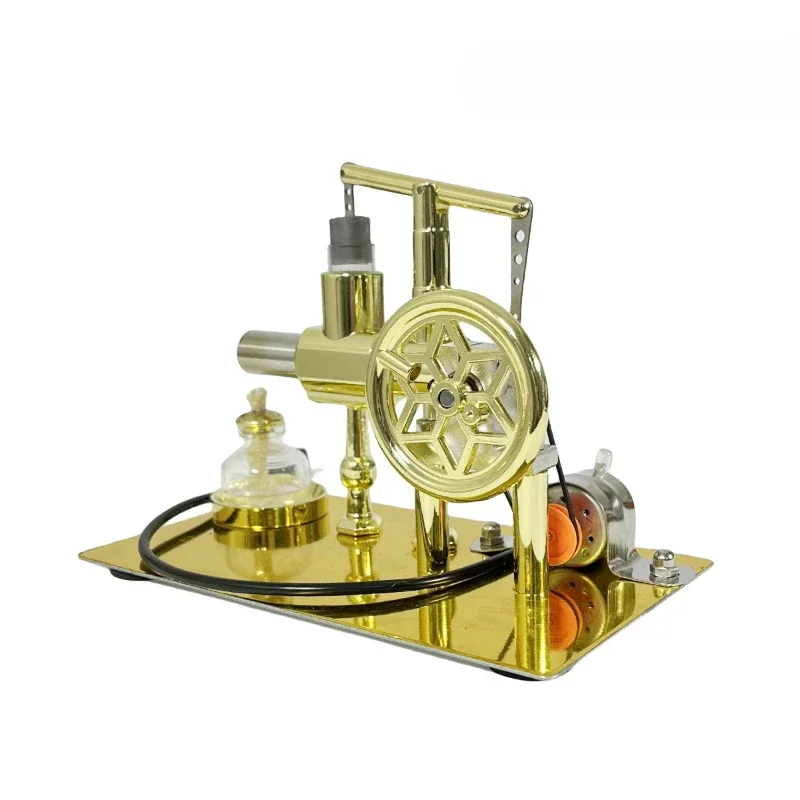 Single cylinder Stirling engine model + power generation device + LED light can be started when heated