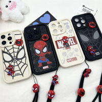 3D Marvel Spider Man Phone Case For Huawei Pura 70 Pro Ultra P70 P60 P40 Lite P30 Y7A Y9S Y9 Prime Cartoon With Strap Rope Cover