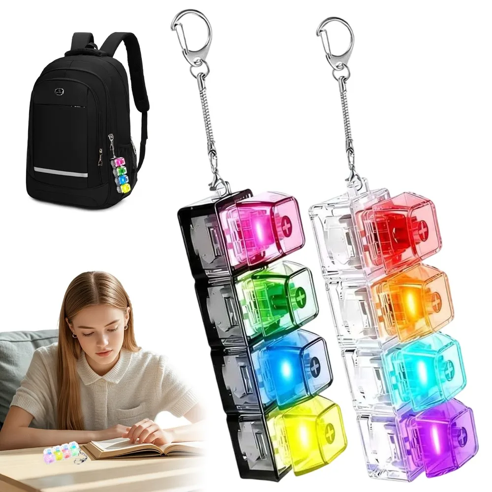 Lot de 2 pendentifs clavier réalistes avec éclairage dynamique et retour tactile, porte-clés anti-stress pour la décoration de sac – Un cadeau d'anniversaire original pour les employés de bureau, les étudiants et les fans de claviers mécaniques