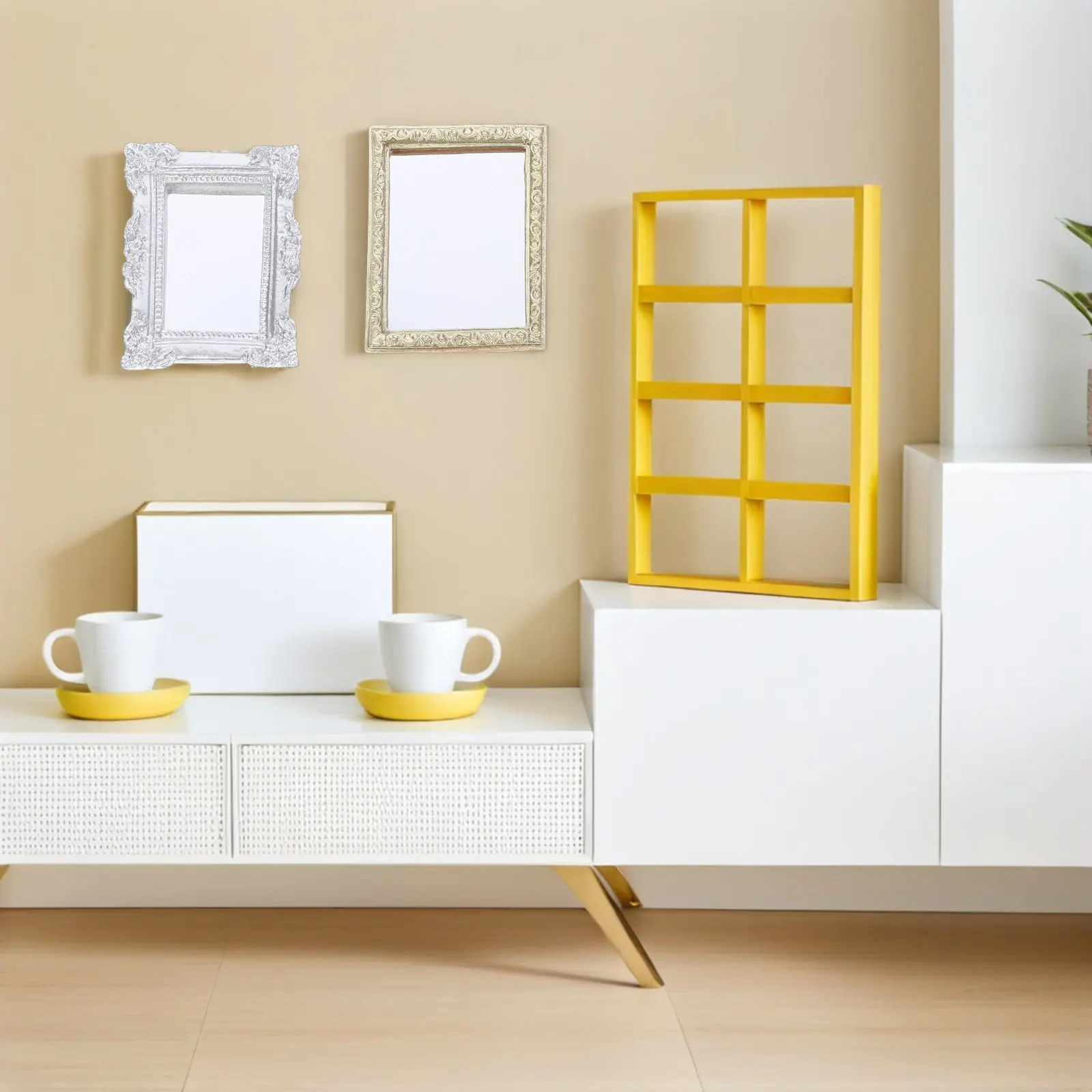 

Набор из 6 миниатюрных настенных зеркал для кукольного домика, винтажные зеркала с декоративной рамкой в европейском стиле для креативного оформления интерьера