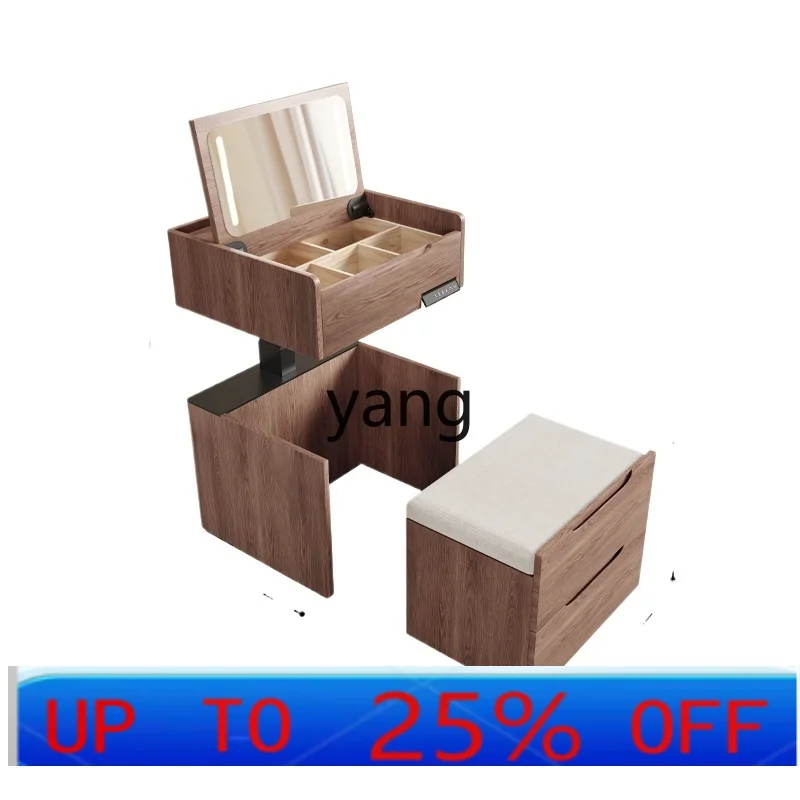 

LMM lift bedside table dresser integrated small apartment simple flip solid wood makeup table