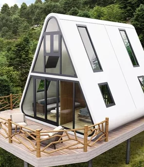 Destacável luxo casa transparente, fácil montar, triângulo Pod, casa pré-fabricada