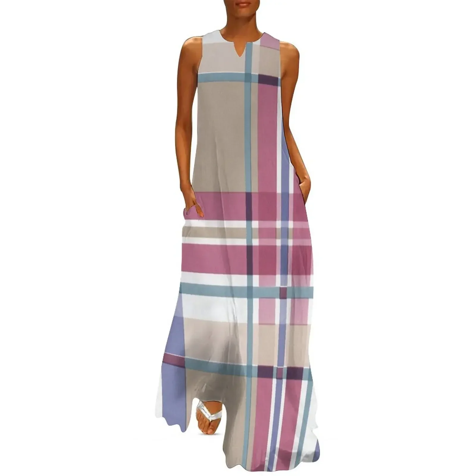 

Pink and Purple Plaid Long Dress beach outfits for women ceremony dresses Dress for girls dresses for womens Dress