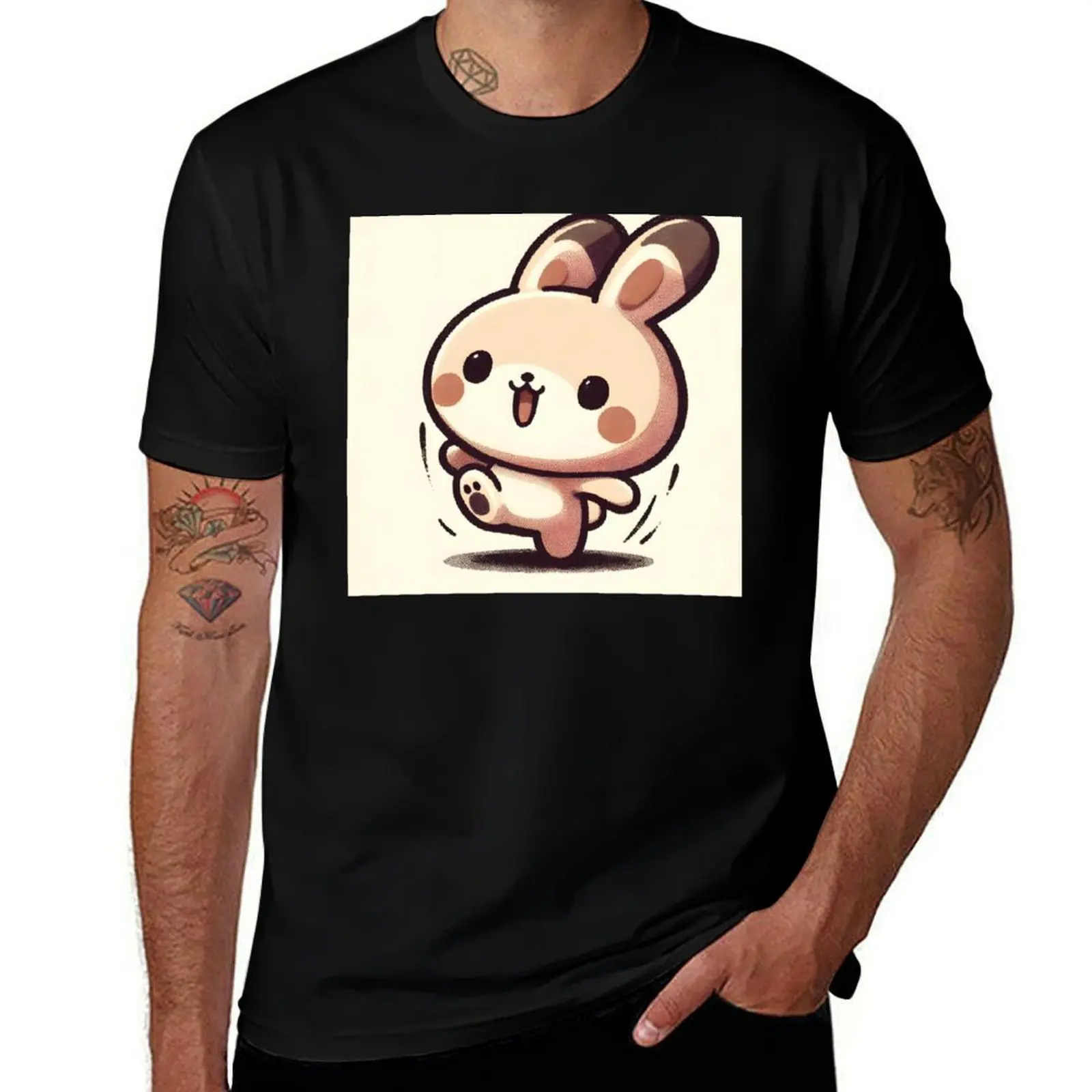

Cute Rabbit Illustration, Ai Generated Art T-Shirt anime t shirts boys animal print plus size tops funny gifts t shirt men