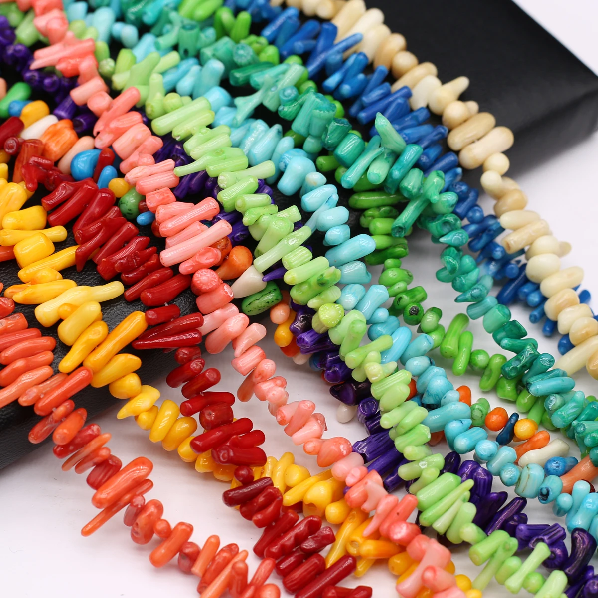 

Natural Freeform Irregular Mixcolor Coral Beads Stick Shape Coral Loose Spacer Beads for DIY Jewelry Making Necklace Bracelet
