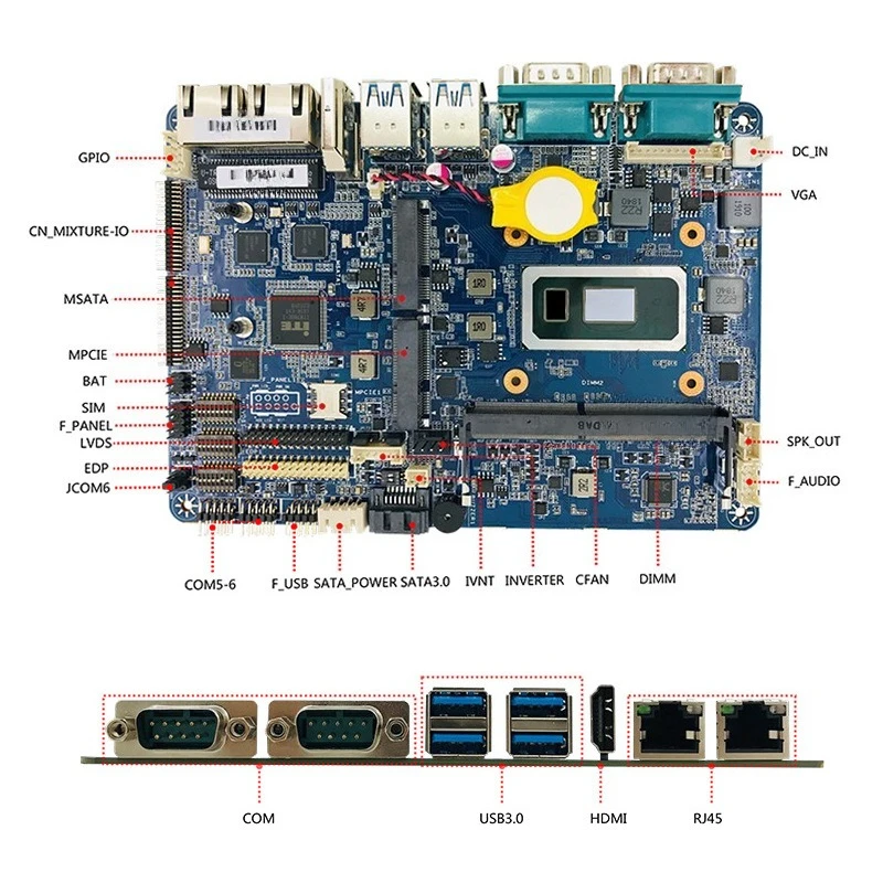 Industrial 4 inch industrial all-in-one machine main board i5-10510U dual gigabit network port 3 display
