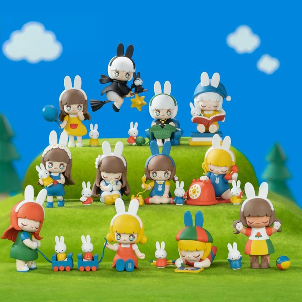 Kawaii Miffy Figure boîte aveugle lapin mignon Miffy ses nouveaux amis série poupée jouet ornement de bureau nouveaux amis série cadeau fille