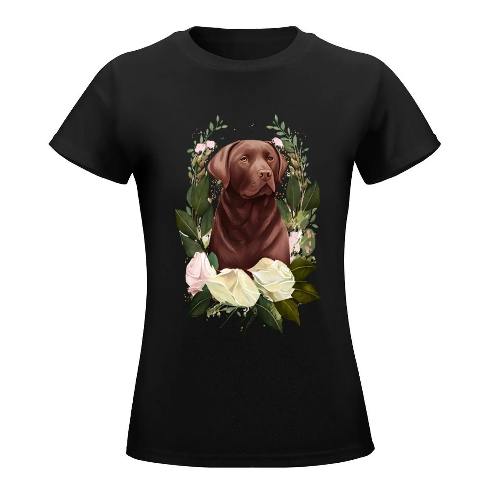 Labrador Chocolate Labrador Cute Chocolate Lab Chocolate Lab with Roses T-Shirt tees oversized t-shirt dress for Women sexy