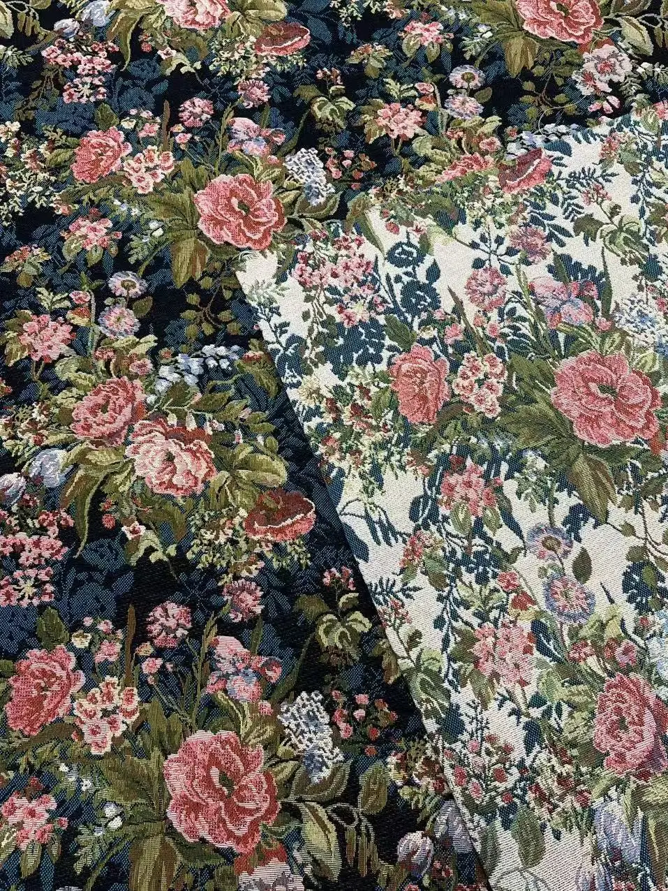 

Ткань для дивана и скатерти в стиле ретро-живописи с розами, ручной работы, из хлопка и полиэстера, с цветочным узором, для домашнего декора