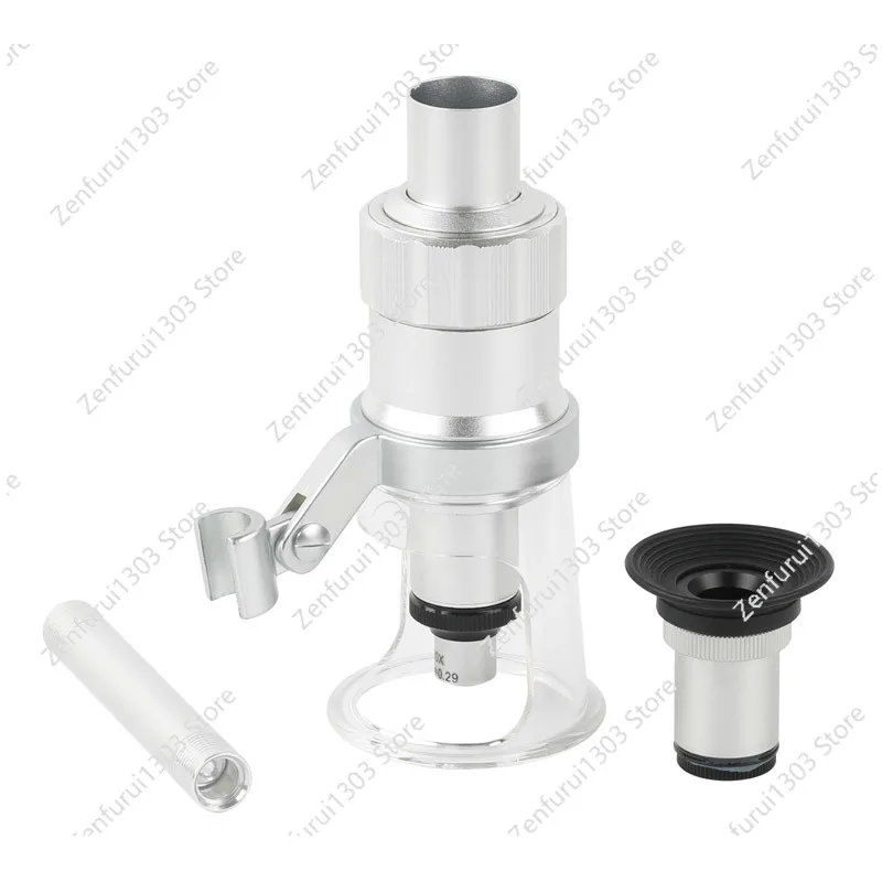 40X 60X 100X Handheld Monocular Microscope With Scale Measure LED Magnifier For Electronic Components/Printing/Textile Detection