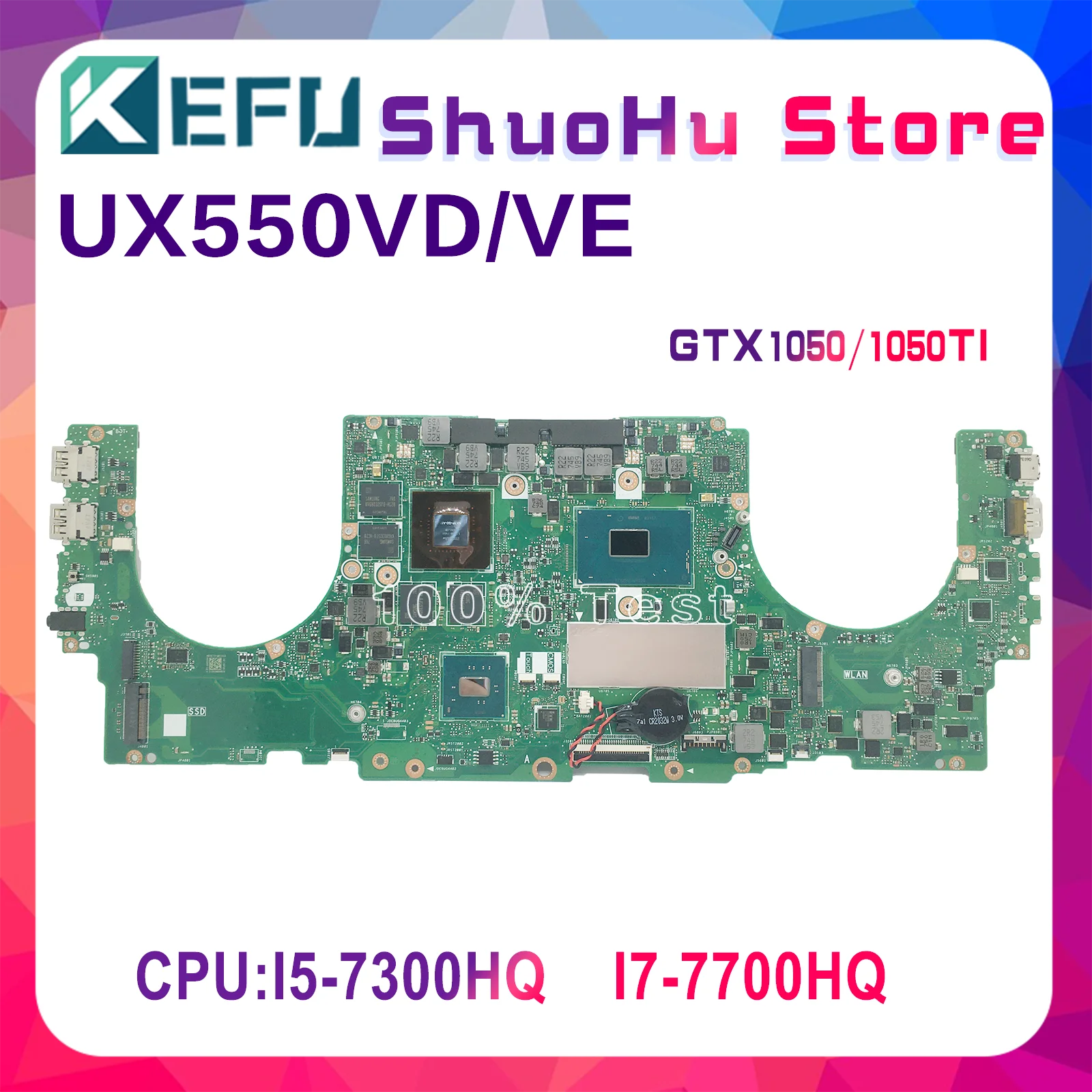 KEFU UX550VD Notebook Mainboard For ASUS UX550VE UX550V UX550VW Laptop Motherboard I5-7300HQ I7-7700HQ GTX1050 GTX1050TI-4G 16GB