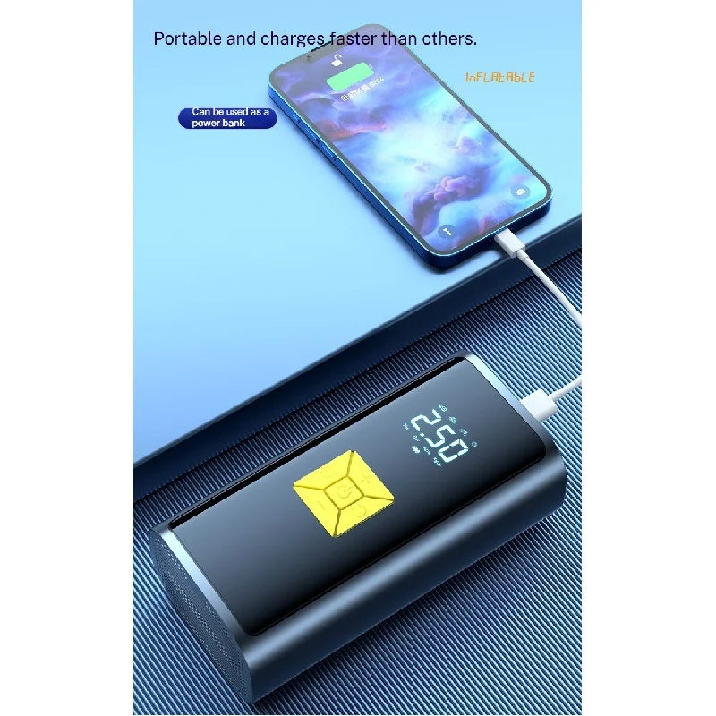 سيارة لاسلكية حاقن الهواء منفاخ إطارات كهربائي ضاغط هواء محمول مصباح ليد للسيارات والدراجات النارية والدراجات