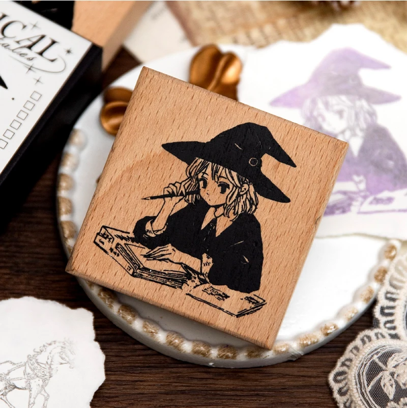 Magical Fairy Tales Handbook Seal DIY Retro Literary Daily Decoration Wooden Seal stamp Creative Stationery stamp wooden stamp