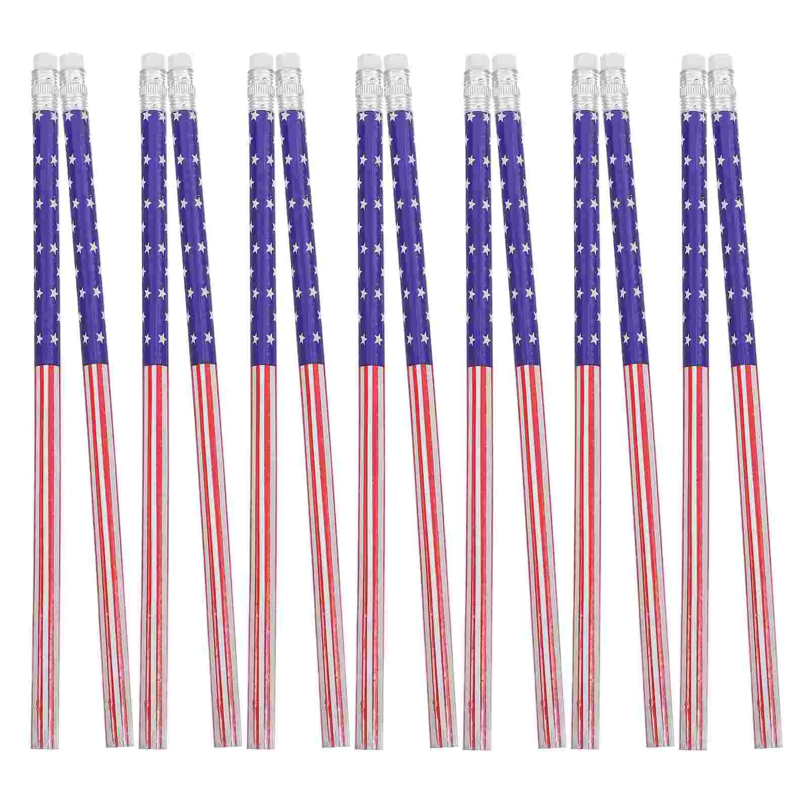 

60 Pcs Usa Patriotic Themed Pens Colored Pencils Lightweight Multifunction Wooden Office