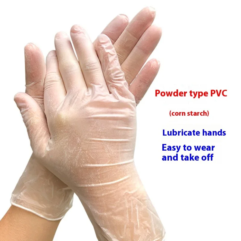 Powdered Gloves Beauty Salons Tattoos Oil Resistant Acid Alkali Resistant PVC Vinyl Gloves 100 Pieces