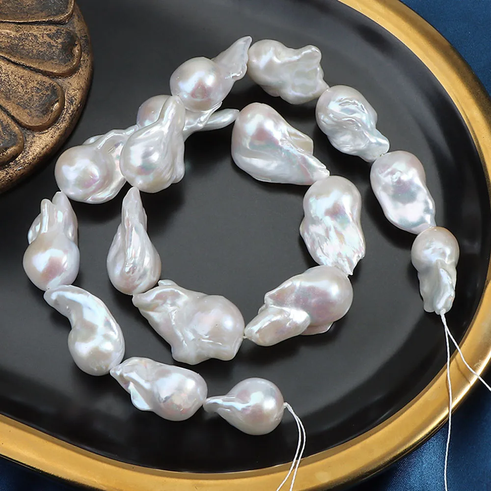 

Large Baroque Natural Freshwater Pearls Fishtail Strand Beads DIY Handmade Semi-Finished Jewelry Making Accessory for Necklace